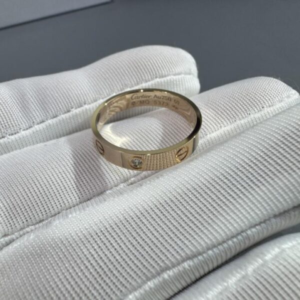 replica,repliche,fake,1:1,earrings,bracelet,ring,jewelry Consegna effettiva, oro 18 carati personalizzato, oro vero e diamanti veri, serie Cartier LOVE, anello stretto con un diamante, oro rosa 18 carati (5084)