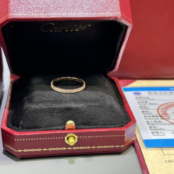 replica,repliche,fake,1:1,earrings,bracelet,ring,jewelry Foto reali della consegna, oro 18 carati personalizzato, oro vero e diamanti veri, fede nuziale Cartier ÉTINCELLE DE Cartier, anello in oro rosa con diamanti pieni (1F84)