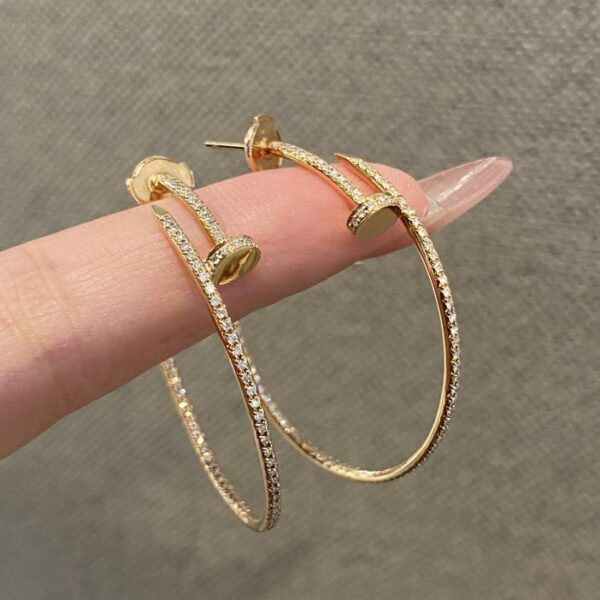 replica,repliche,fake,1:1,earrings,bracelet,ring,jewelry Grandi orecchini a bottone con diamanti, oro vero 18 carati e diamanti (D80C)