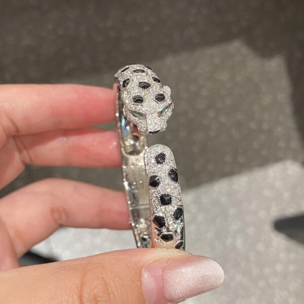 replica,repliche,fake,1:1,earrings,bracelet,ring,jewelry Bracciale leopardo maculato Cartier modello mezzo diamante in oro vero 18 carati e diamanti veri (6F62)