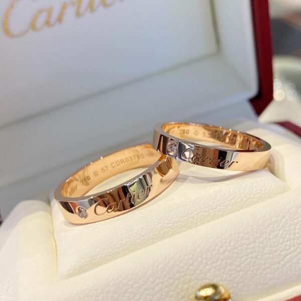 replica,repliche,fake,1:1,earrings,bracelet,ring,jewelry Anello in oro 18k con incisione Cartier con diamante (092F)