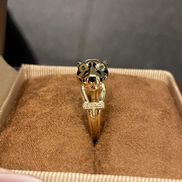 replica,repliche,fake,1:1,earrings,bracelet,ring,jewelry Anello con morso di ghepardo Cartier in oro vero 18 carati e diamanti (57DE)