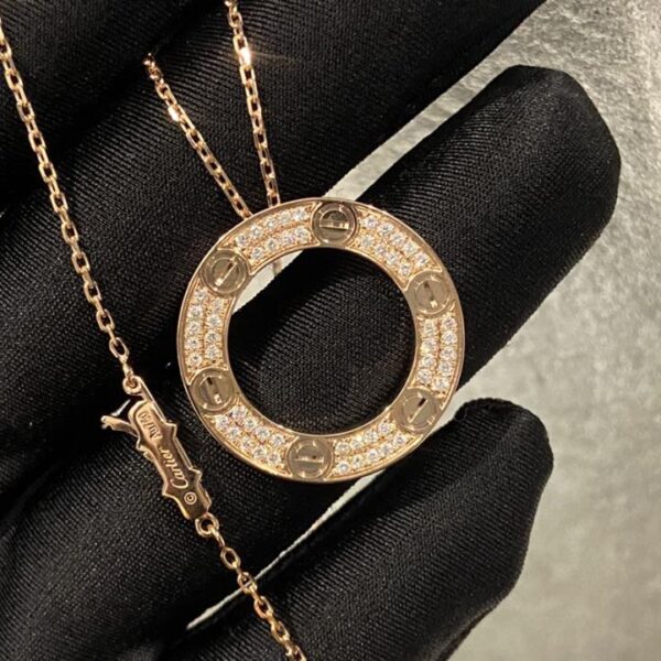 replica,repliche,fake,1:1,earrings,bracelet,ring,jewelry Collana con torta piena di diamanti Cartier in vero oro 18 carati e diamanti veri, 2 colori (9514)