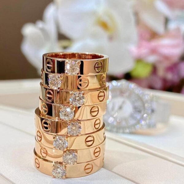 replica,repliche,fake,1:1,earrings,bracelet,ring,jewelry Anello pronto, anello completo, vero oro 18 carati e vero diamante Anello con diamante Cartier da 23 punti” (7E10)