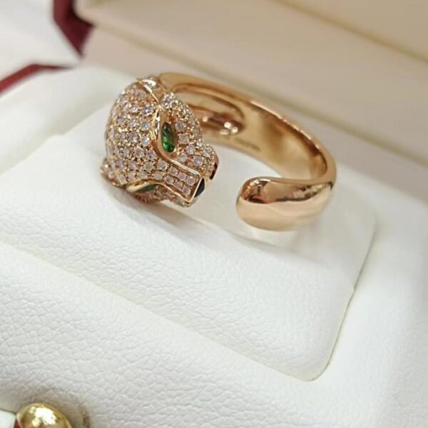 replica,repliche,fake,1:1,earrings,bracelet,ring,jewelry Anello in oro 18k con chiodo leopardato Cartier (3AF3)