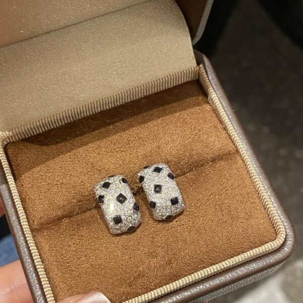 replica,repliche,fake,1:1,earrings,bracelet,ring,jewelry Orecchini con stampa leopardata Cartier in oro vero 18 carati e diamanti (D7A3)