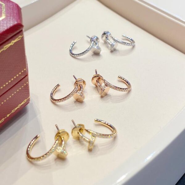 replica,repliche,fake,1:1,earrings,bracelet,ring,jewelry Orecchini a bottone Cartier con diamanti in tre colori, oro vero 18 carati (B48B)