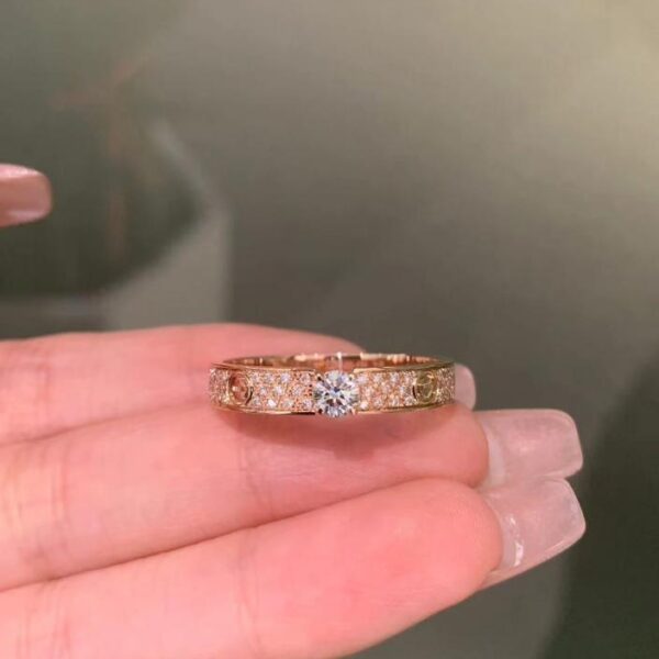 replica,repliche,fake,1:1,earrings,bracelet,ring,jewelry Anello Cartier con diamanti pieni di alta qualità, oro vero 18 carati e diamanti veri (67D4)