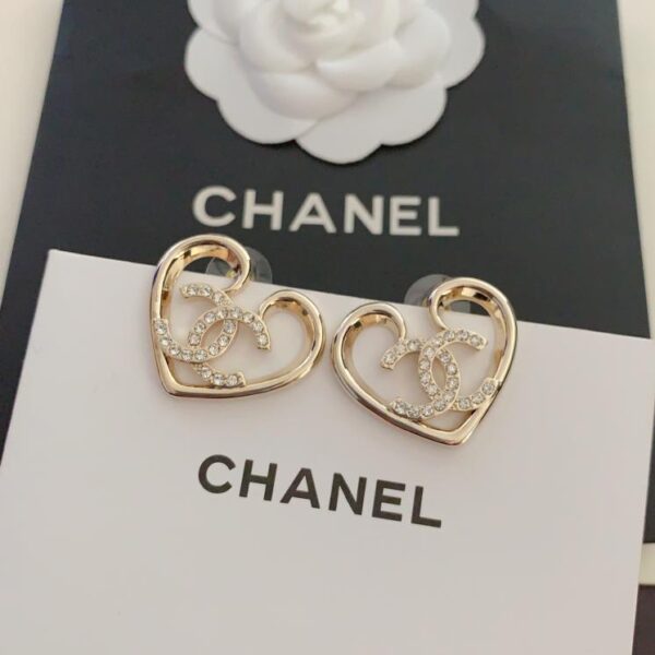 Chanel nuovi grandi orecchini vuoti a cuore pieno di diamanti cc (E5DC)