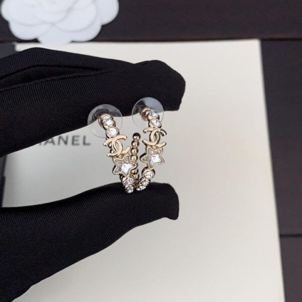 Chanel ultimi ganci per orecchie con stella a cinque punte con diamanti bianchi (158D)