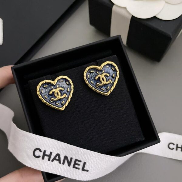 Orecchini Chanel Love in denim imitazione (B26C)