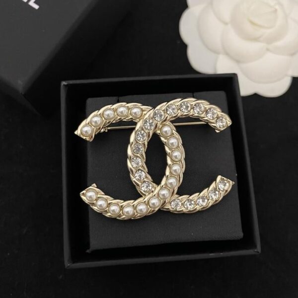 replica,repliche,fake,1:1,earrings,bracelet,ring,jewelry L’ultima spilla di perle con mezzo diamante di Chanel (9621)