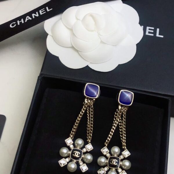 Orecchini Chanel nuovi zaffiri quadrati (581B)