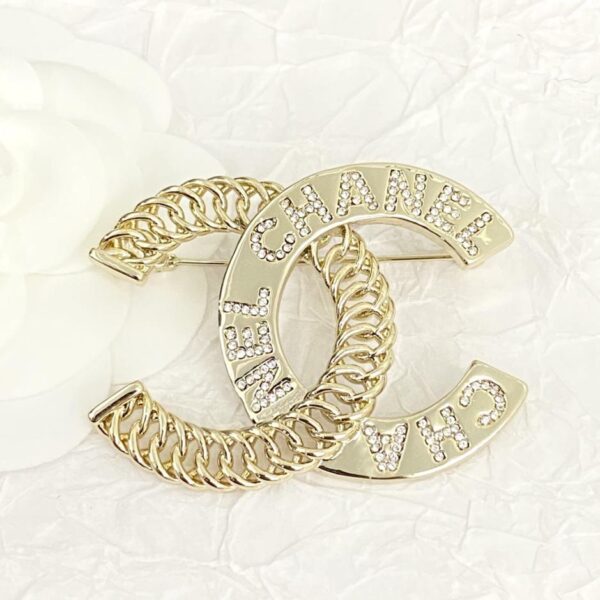 replica,repliche,fake,1:1,earrings,bracelet,ring,jewelry Spilla Chanel con lettera doppia C in lino cavo (DFE4)
