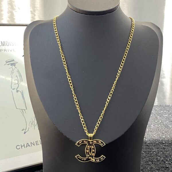 Collana doppia C Chanel in oro nero (751D)