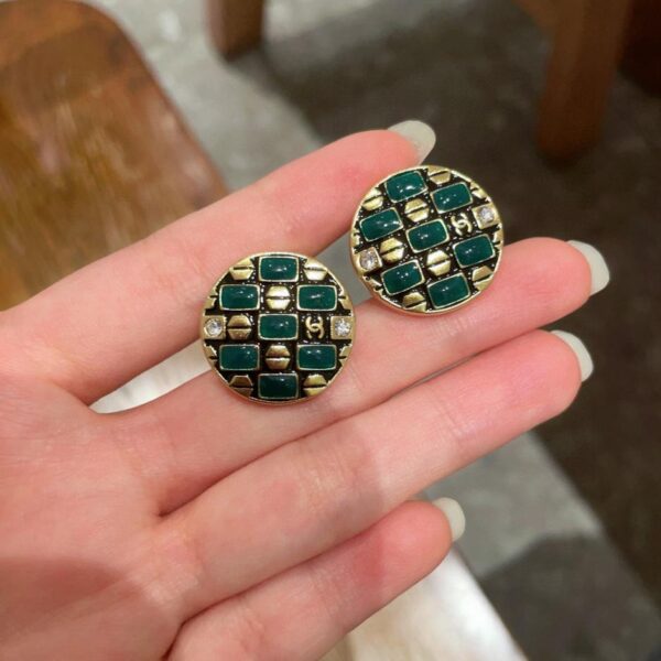 Orecchini a bottone rotondi Chanel doppia C (2658)