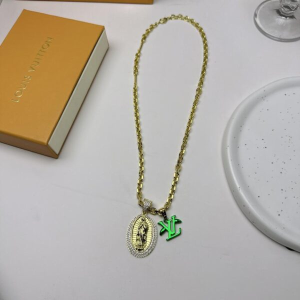 replica,repliche,fake,1:1,earrings,bracelet,ring,jewelry Louuis Vuitton collana in oro stile coppia (8145)