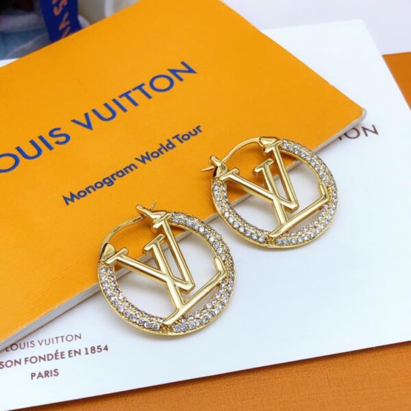 replica,repliche,fake,1:1,earrings,bracelet,ring,jewelry Ultimi ganci per orecchie con diamanti rotondi di Louuis Vuitton (4E05)