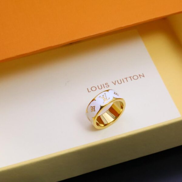 replica,repliche,fake,1:1,earrings,bracelet,ring,jewelry Louis Vuitton nuovo anello con stampa logo in argento misura 6-11 (8D92)