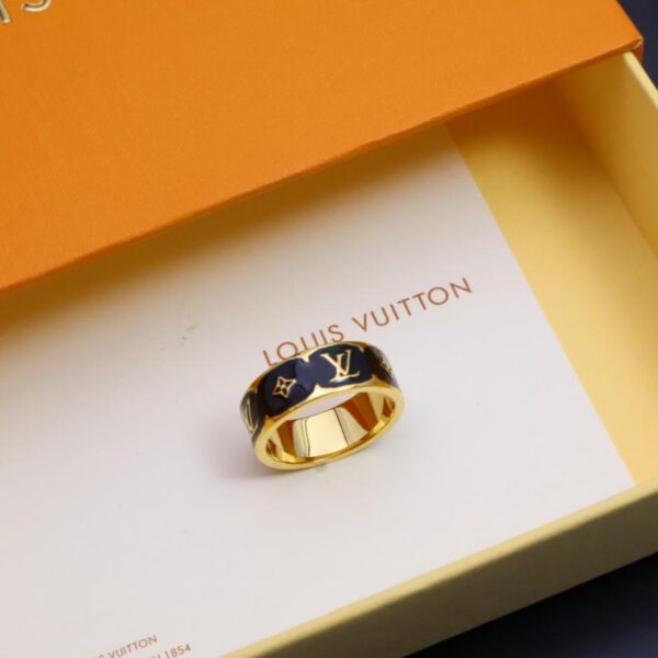replica,repliche,fake,1:1,earrings,bracelet,ring,jewelry Louis Vuitton nuovo anello con stampa logo in argento misura 6-11 (B7CA)