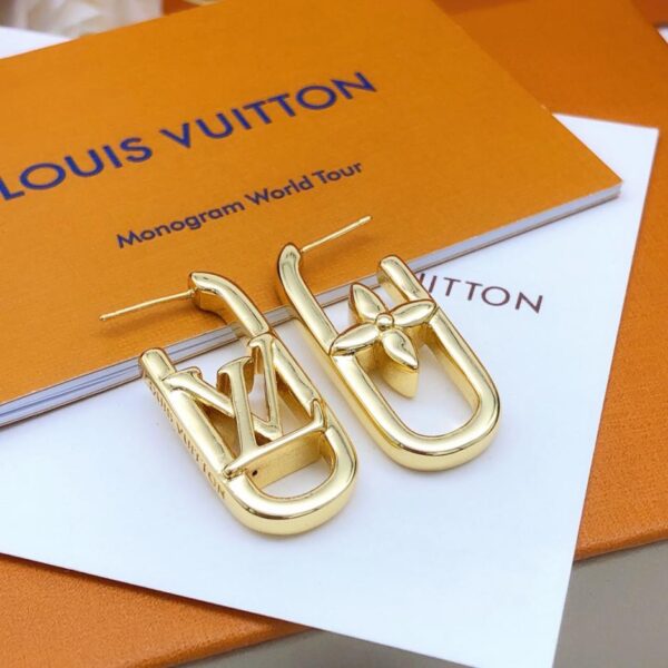 replica,repliche,fake,1:1,earrings,bracelet,ring,jewelry Ultimi orecchini rettangolari lucidi di Louuis Vuitton (9EC1)