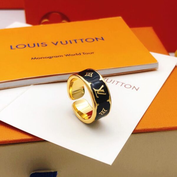 replica,repliche,fake,1:1,earrings,bracelet,ring,jewelry Louuis Vuitton ultimo anello gocciolante olio nero (14C8)