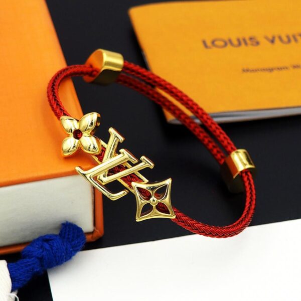 Bracciale Louuis Vuitton in filo d'acciaio color fiore con lettera rosso (159F)
