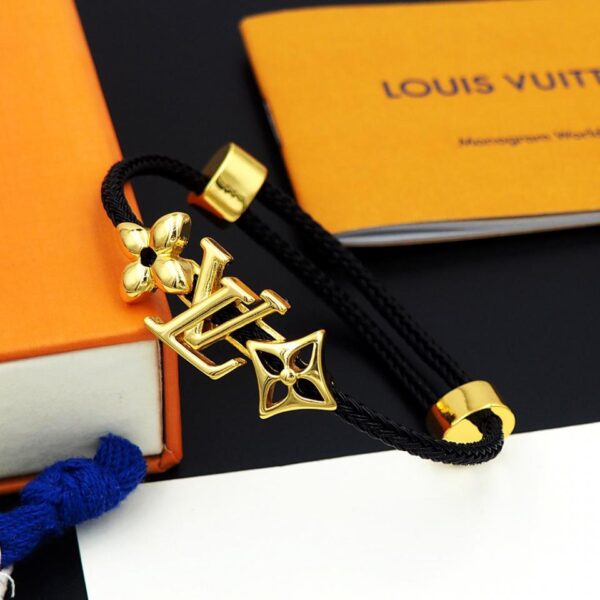 Bracciale Louuis Vuitton con lettera floreale in filo di acciaio nero (202F)