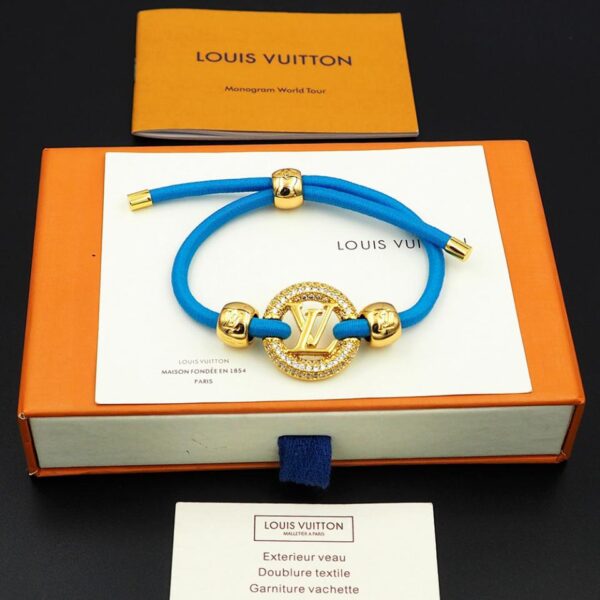 Bracciale Louis Vuitton con cordino elastico colorato e cerchio pieno di diamanti (3100)