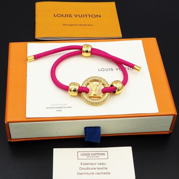 Bracciale Louis Vuitton con cordino elastico colorato e cerchio pieno di diamanti (F6C7)