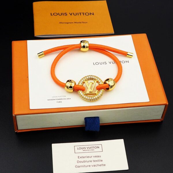 Bracciale Louis Vuitton con cordino in pelle color diamante circolare (8BA1)