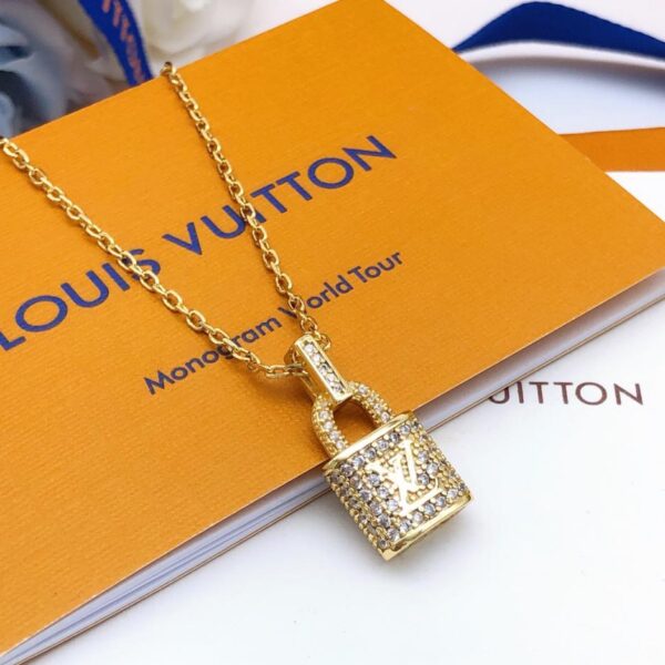 Ultima collana con lucchetto di Louuis Vuitton con diamanti (B887)