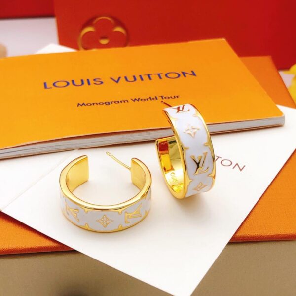 replica,repliche,fake,1:1,earrings,bracelet,ring,jewelry Louuis Vuitton ultimo gancio rotondo per l’orecchio bianco (41B6)