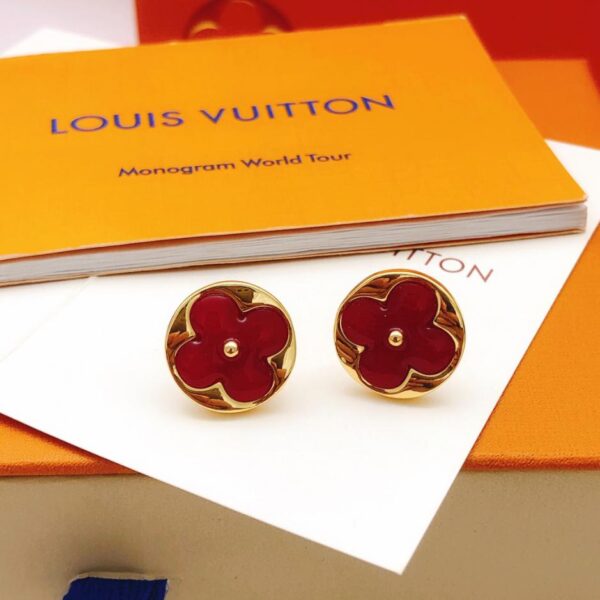 replica,repliche,fake,1:1,earrings,bracelet,ring,jewelry Gli ultimi orecchini di madreperla rossa di Louuis Vuitton (A99E)