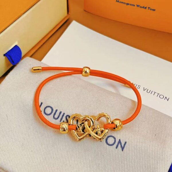 replica,repliche,fake,1:1,earrings,bracelet,ring,jewelry Bracciale Louis Vuitton My LV Love con cordino elastico (16AF)