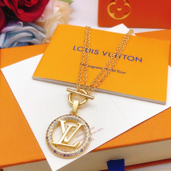replica,repliche,fake,1:1,earrings,bracelet,ring,jewelry Ultima collana di diamanti colorati rotondi di Louuis Vuitton (2C7E)