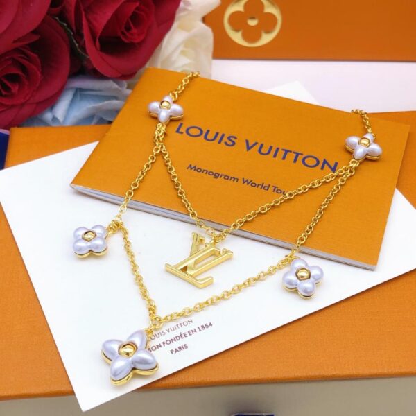 replica,repliche,fake,1:1,earrings,bracelet,ring,jewelry L’ultima collana floreale a doppio strato di Louuis Vuitton (69D3)