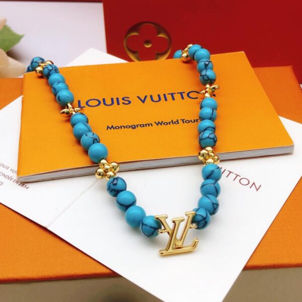 replica,repliche,fake,1:1,earrings,bracelet,ring,jewelry Louuis Vuitton ultima collana di perle blu (9916)