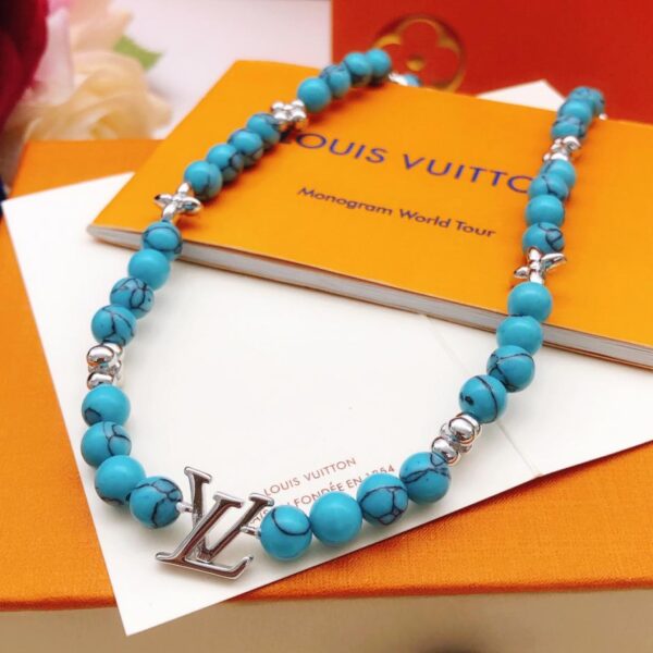 replica,repliche,fake,1:1,earrings,bracelet,ring,jewelry Ultima collana di perle blu di Louuis Vuitton (CC59)