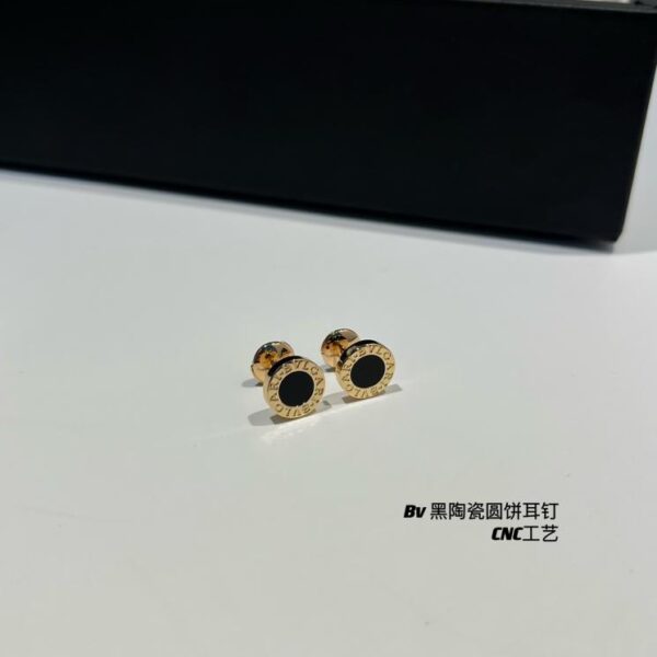 replica,repliche,fake,1:1,earrings,bracelet,ring,jewelry Orecchini torta tondi Bulgari Bv in ceramica nera (E2B8)