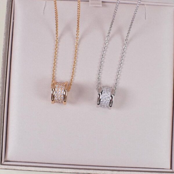 replica,repliche,fake,1:1,earrings,bracelet,ring,jewelry Collana Bulgari B-Zero con vita piena di diamanti (66F3)