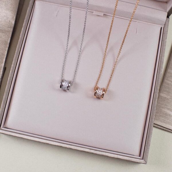 replica,repliche,fake,1:1,earrings,bracelet,ring,jewelry Collana piccola Bvlgari B-Zero con diamanti pieni e vita piccola (2D81)