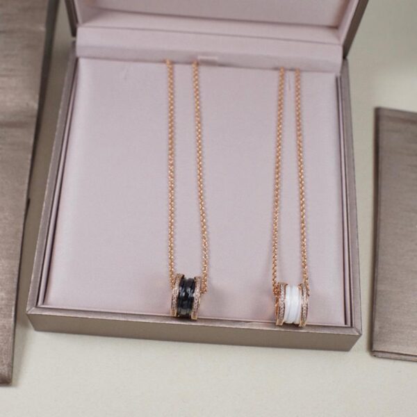 replica,repliche,fake,1:1,earrings,bracelet,ring,jewelry Collana Bvlgari B-zero in ceramica con diamanti (F6FE)