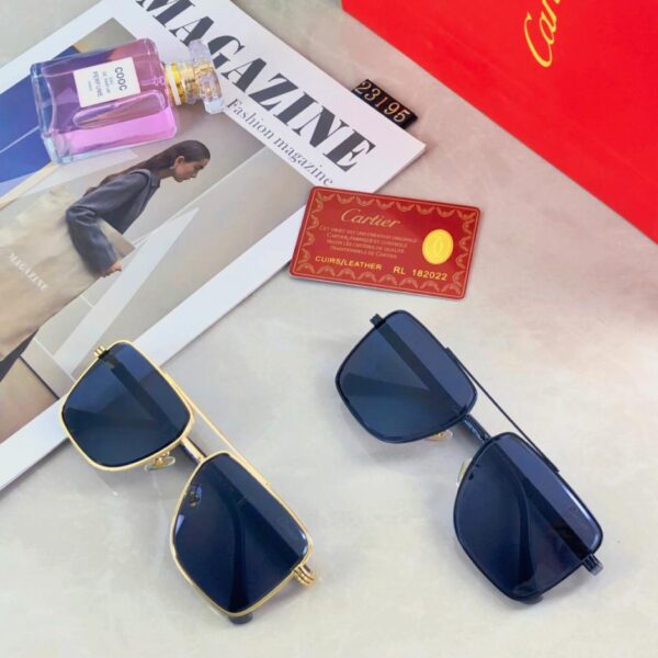 replica,repliche,fake,1:1,earrings,bracelet,ring,jewelry Occhiali da sole da uomo Cartier retrò a doppio ponte in metallo, stile business di fascia alta