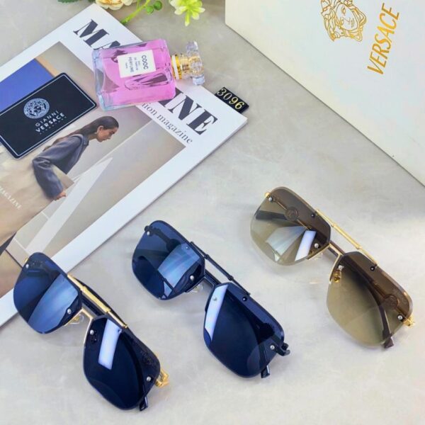 Versace Frameless Polygon Double Bridge Occhiali da sole personalizzati per uomo e donna Occhiali da sole senza montatura in metallo (197B)