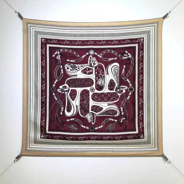 SHMS2505 18mm double face 90x90cm twill di seta Hermès "Amazon Celebration" (56FD)