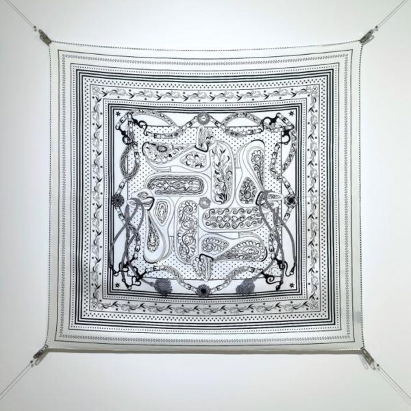 SHMS2505 18mm double face 90x90cm twill di seta Hermès "Amazon Celebration" (87DA)