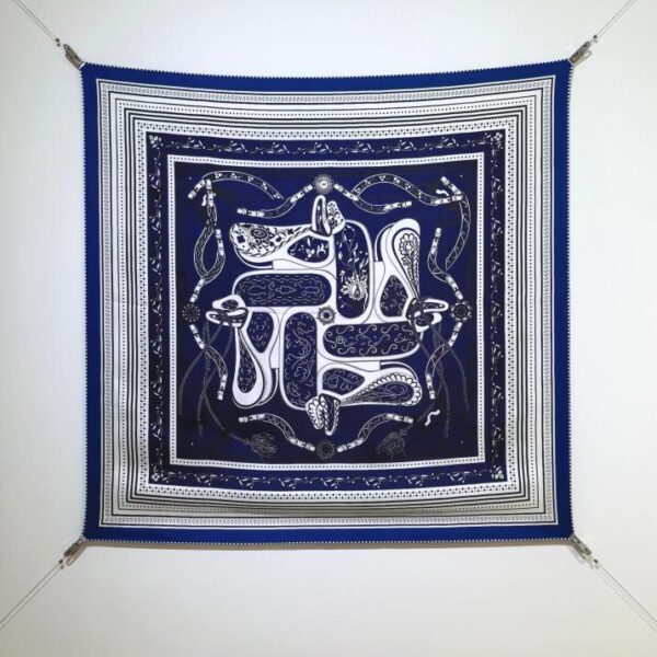 SHMS2505 18mm double face 90x90cm twill di seta Hermès "Amazon Celebration" (98C0)