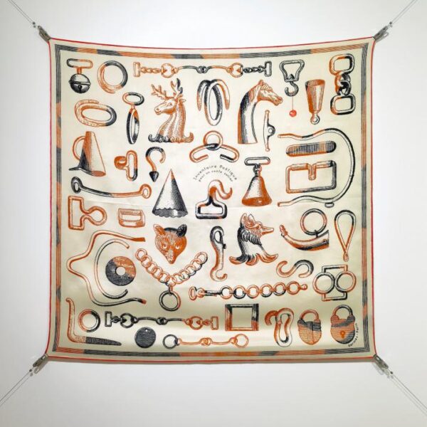 SHMS2506 18mm double-face 90x90cm twill di seta Hermès "Recensione poetica di storie di finimenti" (9594)