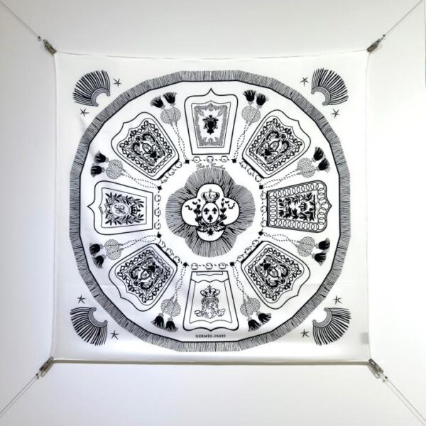 SHMS2507 18mm double-face 90x90cm twill di seta Hermès "Avamposto e cavaliere" (1665)
